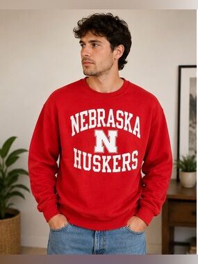 Vintage Nebraska Huskers Champion Crewneck Sweatshirt Men’s L Red